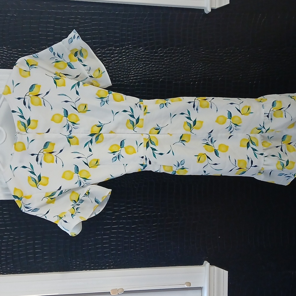 Banana Republic White Dress with Lemon Print - Picture 3 of 5